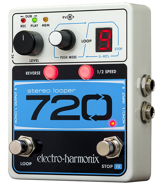 Electro-Harmonix 720 Stereo Looper - Dealer Special (720LOOPER) featuring dual stereo inputs/outputs, loop select footswitches, 720 seconds of looping time, and 10 loop banks.