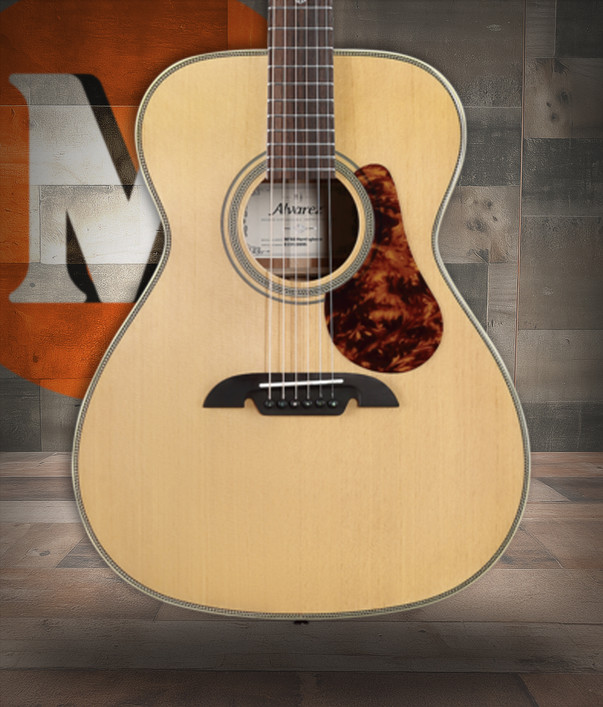 The Alvarez Masterworks MF60 Herringbone Folk/OM Acoustic Guitar features an all-solid construction with a solid spruce top and solid mahogany back and sides. Its OM body delivers a balanced, articulate tone perfect for fingerstyle and light strumming. Accented with classic herringbone binding, this guitar offers premium craftsmanship, exceptional resonance, and a refined vintage aesthetic.