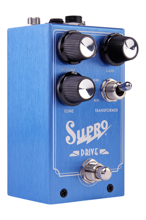 Supro 1305 Overdrive pedal featuring analog circuitry, dynamic amp-like breakup, tone shaping controls, and rugged stompbox construction.