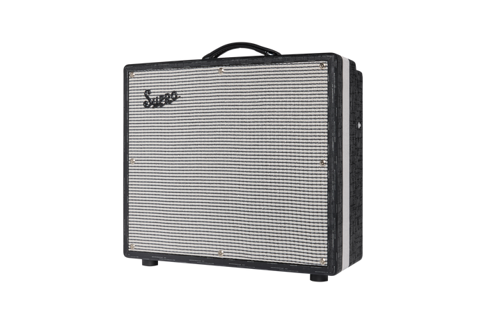 Supro Black Magick Reverb Tyler Bryant Signature combo amplifier in Black Rhino featuring a 35-watt tube power section, unique 1x11 speaker configuration, built-in reverb, signature voicing, and premium Supro styling.