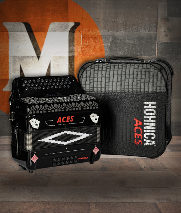 The Hohnica Aces Accordion (ACES II FBK) features a 3-register system with an F-Bb-Eb tonal layout, ideal for Tejano, conjunto, norteÃ±o, and regional Mexican music. Built with durable materials and responsive reeds, it offers strong projection, stable tuning, and comfortable playabilityâ€”making it a solid choice for beginners and developing players.