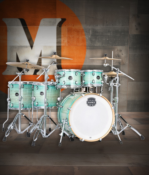 Mapex Armory Series Rock Shell Pack - Ultramarine (AR529SCUM) featuring hybrid maple/birch shells, SONIClear bearing edges, durable pro hardware, and a powerful 22" rock configuration for live and studio drumming.