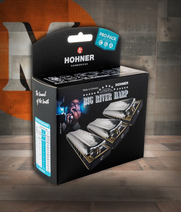 Hohner Big River Harp 3-Pack Harmonica Set - Keys C, G, A (BGRVR-3PK)