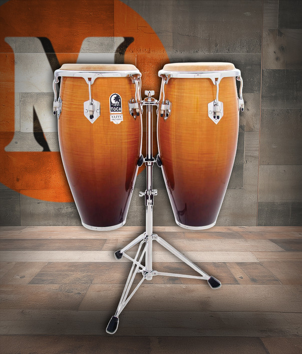 Toca Elite Pro Wood Conga Set, 11"/11-3/4" with Double Stand - Natural Fade (3100NF)