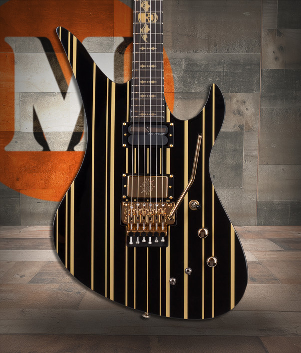 Schecter Synyster Custom-S - Gloss Black with Gold Pinstripes (1742)