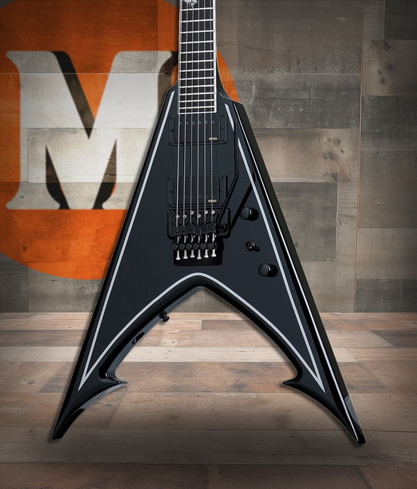 Schecter RavenDark V FR Abbath Signature - Gloss Black with Silver Pinstripes (287)