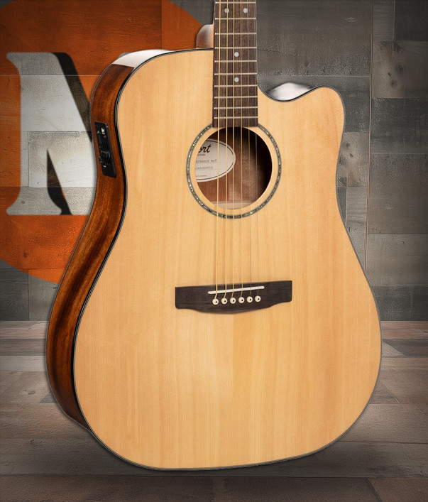 Cort EARTH60CENAT Earth Series 60 Dreadnought Acoustic Electric Guitar - Natural Glossy (EARTH60CENAT-U)