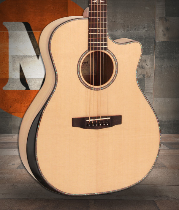 Cort GAMYBEVELNAT Grand Regal Acoustic Cutaway Guitar - Natural Glossy Arm Bevel (GAMYBEVELNAT-U)