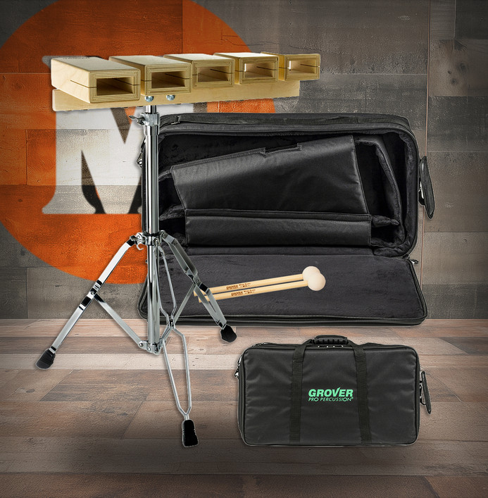Grover Pro TPB-XTCM Temple Block Set (w/ Stand, Case, and Mallets) (TPB-XTCM)