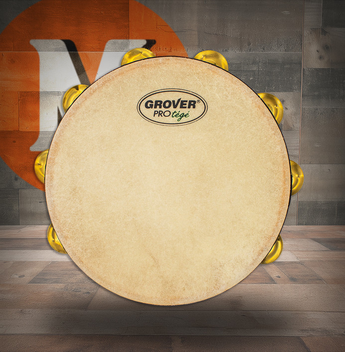 Grover Protégé P-T2/BS 10" Double-Row Tambourine (W/Dimpled Brass Jingles) (P-T2/BR)