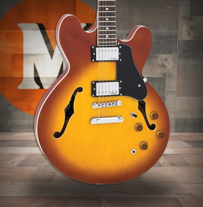 Vintage VSA500 ReIssued Semi Acoustic Guitar - Honeyburst (VSA500HB)