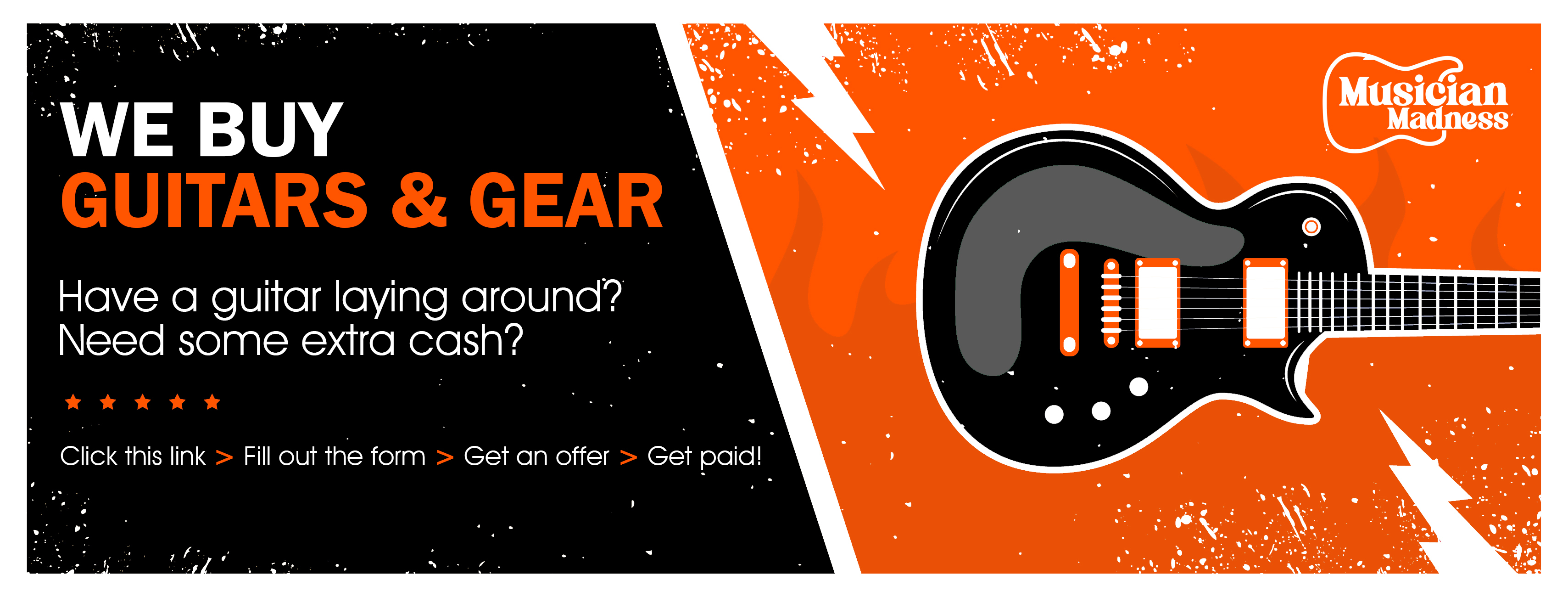 We buy used guitars and gear, cash offer