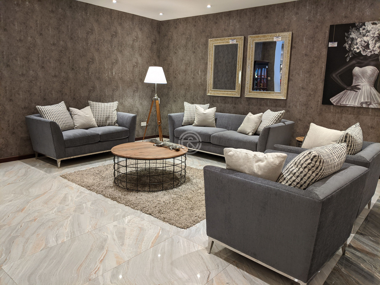 Dark Grey And Burgundy Living Room Roy Seater Sofa In Dark Grey