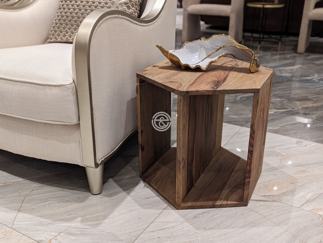 Hexagon Stool In Sheesham Odds Ends Kenya