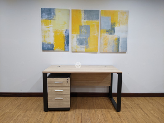 Modern Desk With Mobile Drw. Ped. In Elm Modern Desk With Mobile Drw. Ped. In Elm