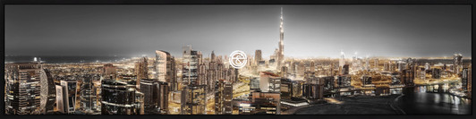 Tempered Glass Wall Art -Dubai Skyline E0568-1-(200x50)CM