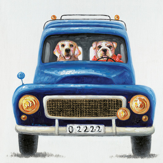 Painting - Old Morris With Dogs (G0218)-(60X60)CM-OUT OF STOCK