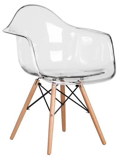 Retro Mia Style Bistro Chair With Arms in Clear-OUT OF STOCK Retro Mia Style Bistro Chair With Arms in Clear-OUT OF STOCK