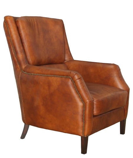 Bakers Arm Chair In Vegetable Brown Leather