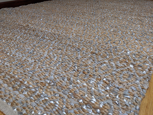 Cotton & Recycle Leather(Silver) Dhurrie -1.6m X 2.3m Cotton & Recycle Leather(Silver) Dhurrie -1.6m X 2.3m