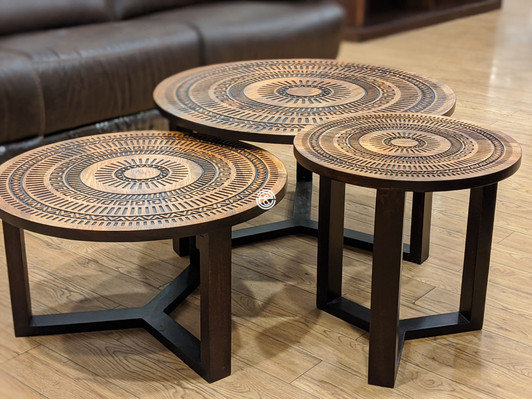 Lima Circular Nest Coffee Table Set of 3 In Brown 