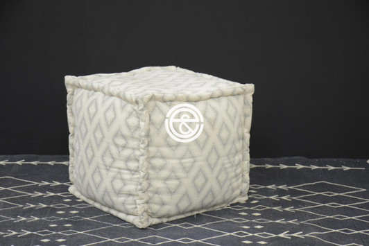 Cotton screen print pouffe - Pouffe-01 - 45x45x45 cm Cotton screen print pouffe - Pouffe-01 - 45x45x45 cm