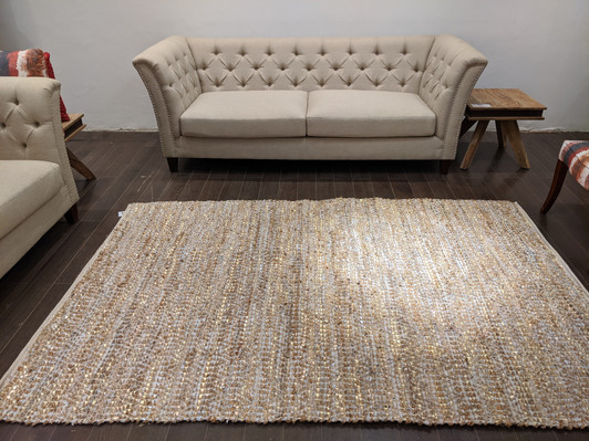 Cotton & Recycle Leather(Gold) Dhurrie (MH-121) - 1.6 X 2.3 Cotton & Recycle Leather(Gold) Dhurrie (MH-121) - 1.6 X 2.3