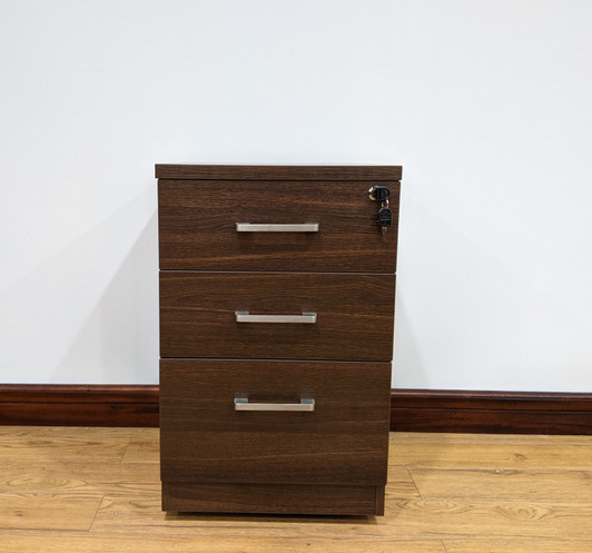 Empire 3 Drawer Mobile Pedestal In Dark Oak 