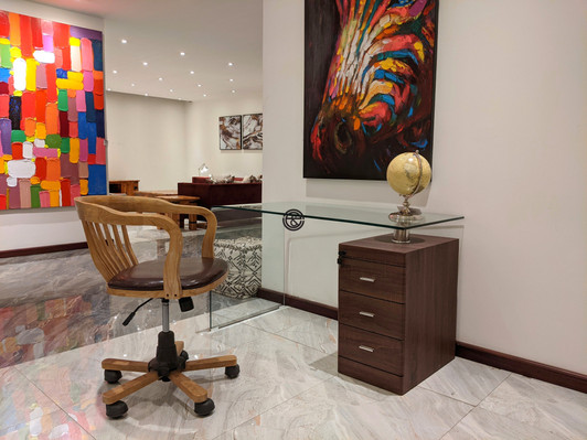 Bent Glass Study Desk With Drawers 