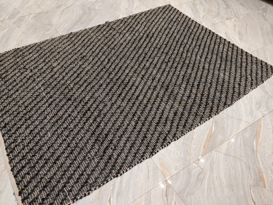 Cotton/Jute/Leather Shuttle Weave Durrie MH-749    1.6X2.3M  Cotton/Jute/Leather Shuttle Weave Durrie MH-749    1.6X2.3M