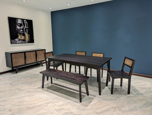 Java 6 Seater Dining Table + 4 Chairs +1 Bench in Dark Wenge Color Java 6 Seater Dining Table + 4 Chairs +1 Bench in Dark Wenge Color