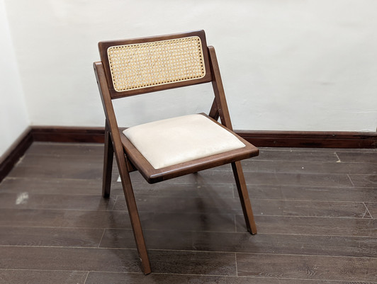 Madras Foldable Chair Rattan Back/Fabric Seat in Brown Madras Foldable Chair Rattan Back/Fabric Seat in Brown