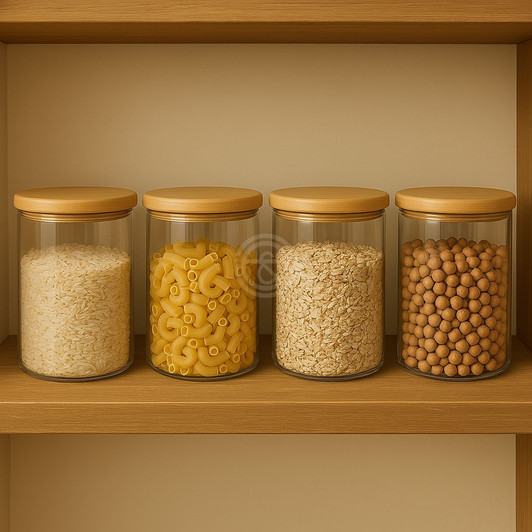 Set Of 4 High Borosilicate Bottle With Bamboo Lid 700ML