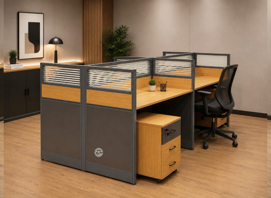 4 Way Workstation 2.4m x 1.2m in Brown 