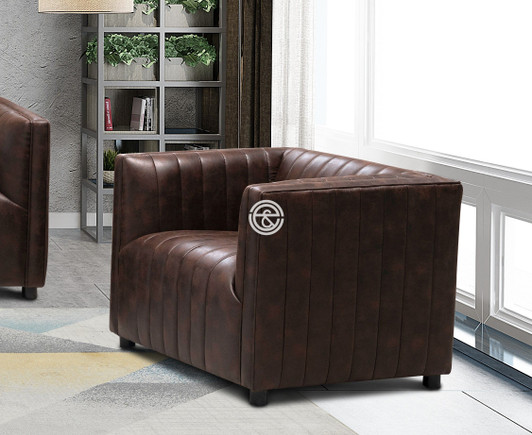 Brown Canyon single seater fabric sofa with deep seat cushioning and supportive backrest designed for comfortable lounging.