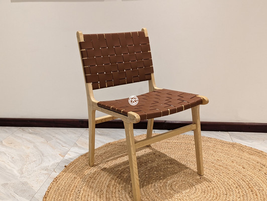 Fenton Bistro Chair With Brown Leather (Natural) Fenton Bistro Chair With Brown Leather (Natural)