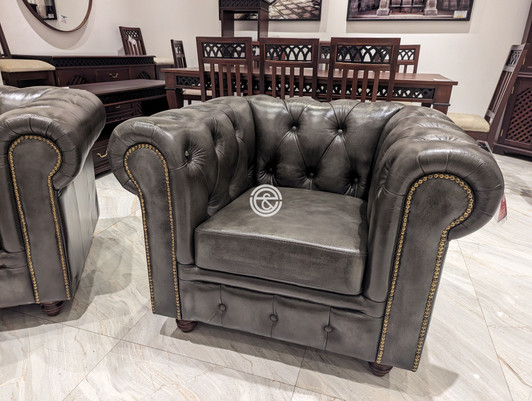 Portland 1 Seater Sofa In Antique Grey Leather Portland 1 Seater Sofa In Antique Grey Leather