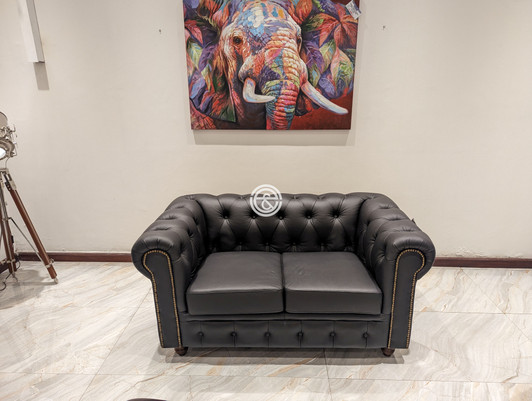 Portland 2 Seater Sofa In Omega Black Leather Portland 2 Seater Sofa In Omega Black Leather