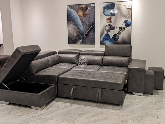 Palermo L Shape Sofabed in Dark Grey (Chaise on Left while looking) 