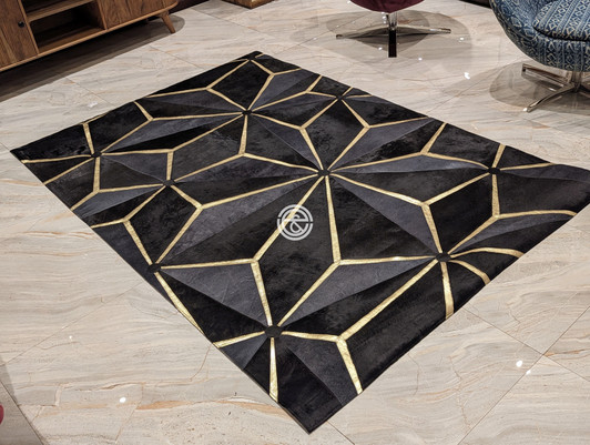 Hair On Leather Geom Patch Work Carpet - 1.6x2.3m ( 22P - 50034) Hair On Leather Geom Patch Work Carpet - 1.6x2.3m ( 22P - 50034)