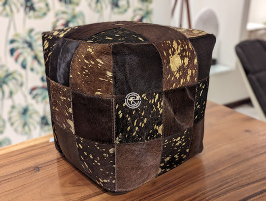 Hair On Leather Brown Pouffe Hair On Leather Brown Pouffe