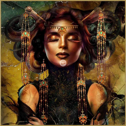 Tempered Glass Wall Art - Mystic Woman 2 - RF2841-5-(100X100)CM