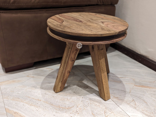 Milan Round Coffee Stool In Sheesham 