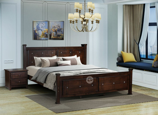 Diamond King Bed In Milan Walnut (Mattress 183x200CM) Diamond King Bed In Milan Walnut (Mattress 183x200CM)