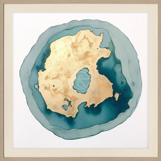 Painting - Blue Gold Round Abstract C (CDM1824K)-(80X80)CM Painting - Blue Gold Round Abstract C (CDM1824K)-(80X80)CM