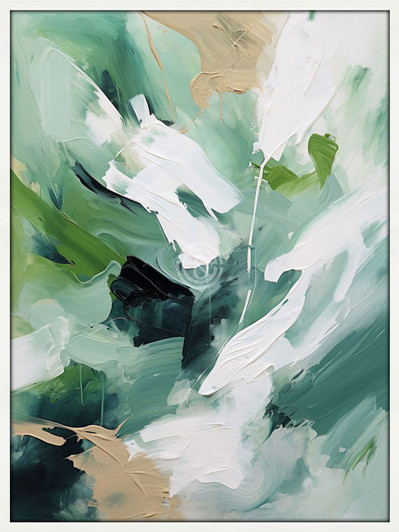 Painting -  Green White Abstract A (MV0816-71)-(90X120)CM