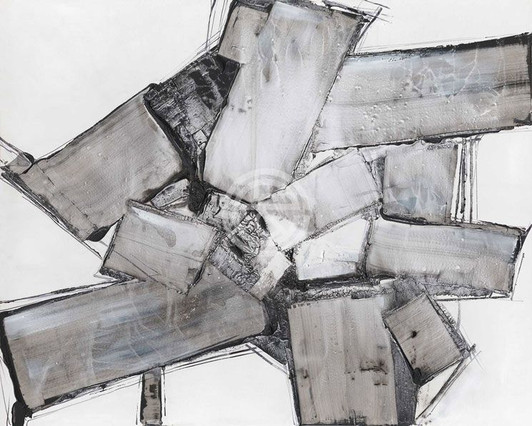 Painting - Grey Strokes Abstract (L6041)-(150X120)CM Painting - Grey Strokes Abstract (L6041)-(150X120)CM