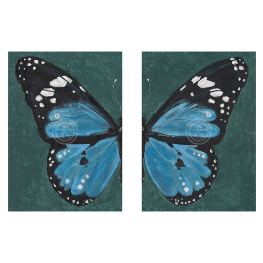 Painting -  Blue Butterfly Left + Right (M3537/3538)  Sold as Set of 2  (50X70cm each)CM Painting -  Blue Butterfly Left + Right (M3537/3538)  Sold as Set of 2  (50X70cm each)CM