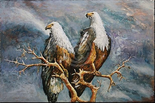 D Wall Art - Two Eagles (FAM-2093)-(120X80)CM D Wall Art - Two Eagles (FAM-2093)-(120X80)CM