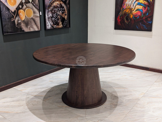 Leona 6 Seaters Round Dining Table in Rich Walnut Finish  (D: 150cm) Leona 6 Seaters Round Dining Table in Rich Walnut Finish  (D: 150cm)